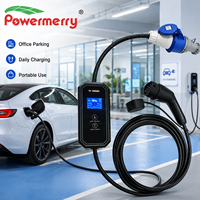 Chargeur EV portable 7kW 32A Mode 2 230Vac IP67 avec protection contre les fuites RCD, écran LCD et courant réglable pour la recharge à domicile