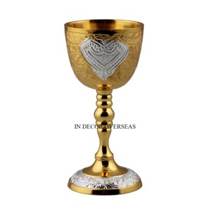 Eye Catching Look Floral Designer Engraved Brass Antique Finished Vintage Art Inspired Home Hotel Barware <b>Goblet</b> <b>Glass</b> Supplies - Product Image 5