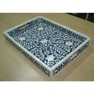 Plateau de service en incrustation d'os pur de qualité supérieure pour la maison Hôtel Restaurant Table à manger élégante Plateau décoratif - Product Image 2