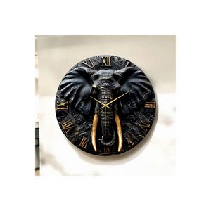 นาฬิกาแขวนผนังไม้เงียบ50ซม. ลายนูนรูปสัตว์ช้างและพิมพ์สีสันสดใสสินค้าของขวัญ - Product Image 1