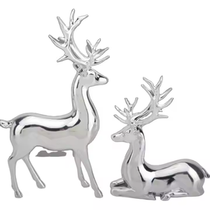 Ensemble de 2 sculptures et statues de renne de luxe dans différentes positions Modèles de cerf en métal coulé sans rouille Décoratif par décor impex - Product Image 3