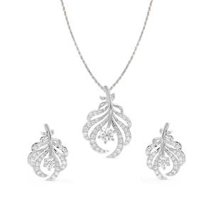Ensemble de boucles d'oreilles et de collier CLARA en argent sterling 925 avec pendentif Nusa pour mariages et occasions spéciales - Product Image 1