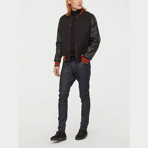 Veste bomber universitaire d'hiver à col montant en toile brodée avec logo personnalisé, respirante - Product Image 4