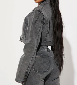 Femmes trou à manches longues Denim veste printemps automne Vintage hauts dames court Jean vêtements d'extérieur Denim vestes pour femmes porter - Product Image 4