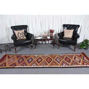 Alfombra de lana Kilim turca Vintage de 28x98 pies, tejido plano rectangular Beige con patrón de retazos, respaldo de yute para decoración de habitación de pasillo - Product Image 2
