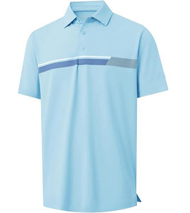 Polo à manches courtes pour hommes, logo personnalisé, motif uni, base en coton avec revers, t-shirt en tissu tricoté - Product Image 1