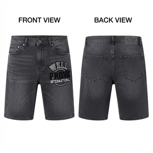 Shorts de Mezclilla Rectos para Hombre, Mezclilla de Algodón Premium Ecológica, Lavado Azul Medio, Largo hasta la Rodilla - Product Image 5