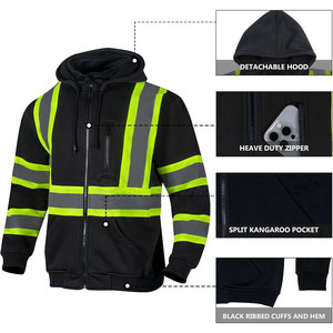 Sudadera con capucha de seguridad de alta visibilidad Ropa DE TRABAJO reflectante con cierre de cremallera para trabajadores de la construcción - Product Image 5