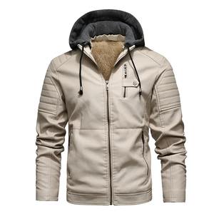 Vente en gros Automne Hiver Grande Taille 8XL Vestes en cuir pour hommes Veste en cuir PU décontractée en faux cuir avec fermeture éclair de couleur unie - Product Image 3