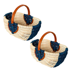 Panier de récolte en rotin naturel, panier de pique-nique avec poignées, panier en osier naturel pour usage extérieur - Product Image 1