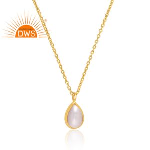 Última Venta de latón 18K chapado en oro Natural perla piedra preciosa colgante collar Demi joyería fina para mujer regalo para ella - Product Image 3