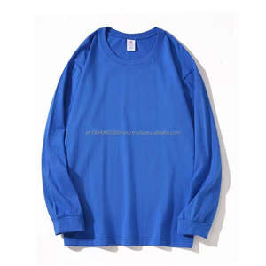 Camiseta en blanco lisa con logotipo personalizado de cuello redondo y manga larga de alta calidad para hombres y mujeres, camiseta de manga larga Unisex - Product Image 6