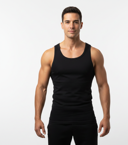 Chaleco UrbanoFlex Transpirable de Algodón Negro para Hombre, Sin Mangas, Suave y Elástico, para Comodidad Diaria, Ajuste Duradero - Product Image 4