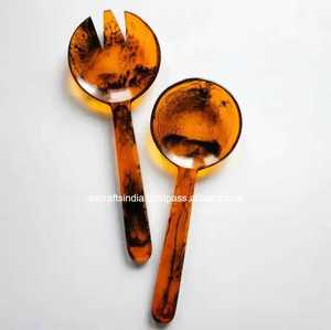 Fourchette et cuillère à la main classique ensemble de serveurs à salade couverts en résine Durable outils de service pour la maison salle à manger cuisine vaisselle stockée - Product Image 3