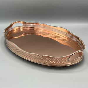 Plateau de service en cuivre écologique avec poignées en laiton, artisanat de qualité supérieure, plateau de rangement pour dîner en cuivre - Product Image 3