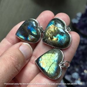 Collier en argent plaqué de haute qualité, pendentifs en labradorite bleue, forme de cœur tendance, charmes en cristal de mariage, mode enfant - Product Image 3