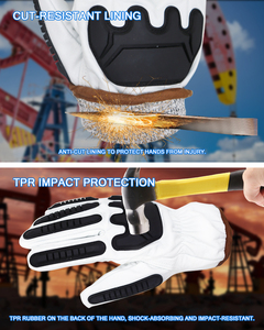 Guantes de cuero de impacto de goma TPR negros ANSI CUT Guantes de 5 niveles Guantes de resistencia al impacto de seguridad de petróleo y gas - Product Image 5