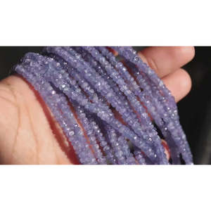 Cuentas de Tanzanita Facetadas en Forma de Rondelle de 3.5-4.5 mm, Hebras Azules Naturales, Cuentas de Cristal Sueltas para la Fabricación de Joyas - Product Image 4