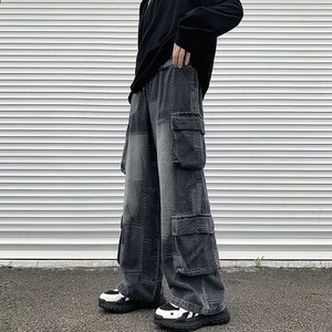 Vintage Side Striped Straight Jean High Street Wash Blue Baggy Denim Pantalones Hip Hop Moda Jeans Hombre - Product Image 5