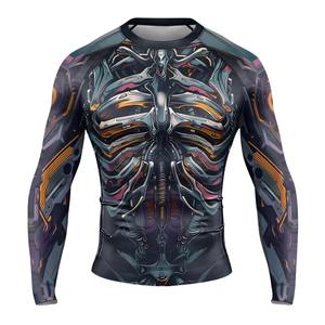 Adult BJJ <b>Rashguard</b> Eco-Friendly Quick Dry Stretch Breathable Compression Top Half Sleeve Spandex/Polyester Custom Logo MMA - Product Image 4