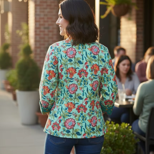 Veste en coton matelassée indienne réversible avec poches doubles, faite à la main, imprimé bohème, magnifique manteau d'hiver pour femmes - Product Image 1