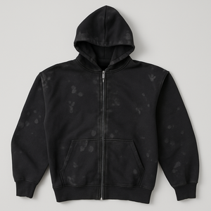 Sweat à capuche zippé en molleton français personnalisé pour hommes |   Polyester/coton |   Surdimensionné, vintage, délavé à l'acide |   Broderie déchirée et usée - Product Image 3