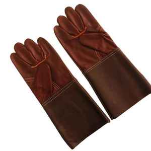 Guantes de soldadura de cuero de calidad superior Puño marrón Guantes de trabajo de soldador de cuero de piel de vaca con logotipo personalizado Guantes de soldadura de cuero - Product Image 6