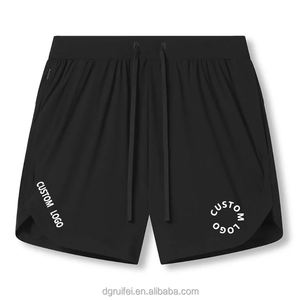 Pantalones cortos deportivos de baloncesto de corte dividido para gimnasio de calle alta para hombre con impresión personalizada, cintura de malla de secado rápido, cordón sólido 7 entrepierna - Product Image 6