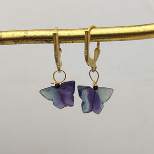 Rainbow Fluorite Gemstone Wire Wrapped Lever Back Boucles d'oreilles Grossiste - Product Image 6