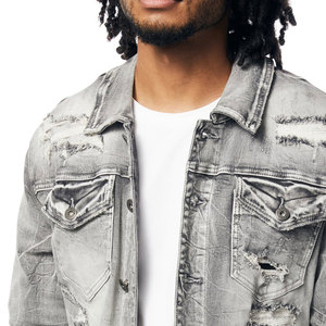 Conjunto de Pantalones y Chaqueta de Mezclilla para Hombre, Estilo Hip Hop, Diseño Sólido, Bordado, Transpirable, Colores Personalizados, 100% - Product Image 6