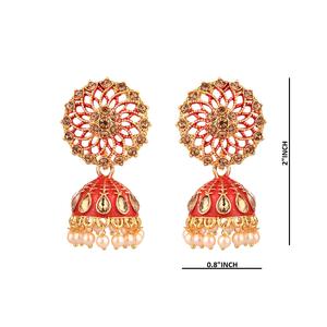 Joyería India Bollywood cristal antiguo Kundan Jhumki Jhumka conjunto de pendientes para mujer - Product Image 3