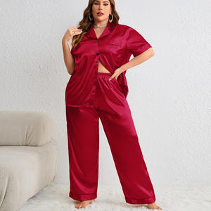 Ensemble de pyjamas en satin de soie pour femmes ensembles Pj deux pièces vêtements de nuit vêtements de détente ensembles Pj boutonnés robe de nuit pour femmes - Product Image 2