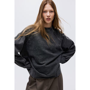 Sudadera Extra Grande de Estilo Vintage para Mujer, Camiseta de Manga Larga, Color Sólido, Lavado Ácido, Sudadera con Capucha - Product Image 5