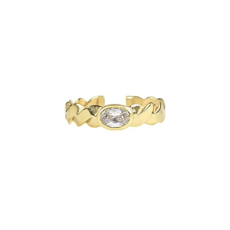แหวนดีไซน์สุดพิเศษทำจากทองเหลืองชุบทองแหวนคริสตัลหินควอทซ์