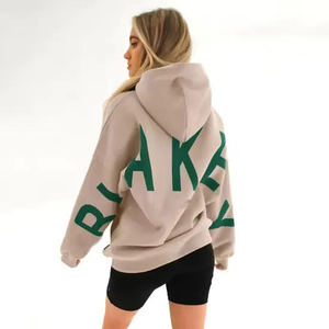 Sudadera con capucha de moda para mujer, holgada, de punto forrado, ecológica, con estampado de letras personalizadas y logotipo grande, estilo urbano, al por mayor - Product Image 2