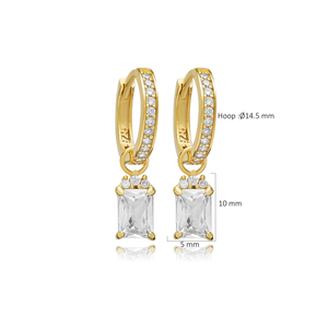 เครื่องประดับเงินสเตอร์ลิง925เครื่องประดับแบบตุรกีทำมือต่างหูห่วงสี่เหลี่ยมสวยงาม - Product Image 2