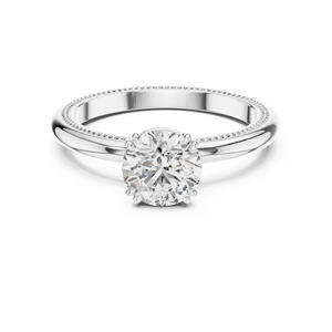 Anillo de Compromiso y Matrimonio con Diamante Redondo de 1 Quilate Cultivado en Laboratorio, Oro Amarillo/Blanco/Rosa de 14K, Moderno - Product Image 2