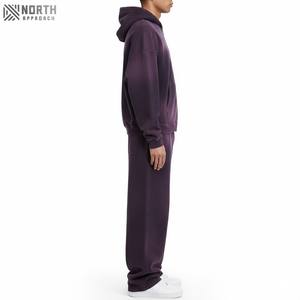 Streetwear personnalisé sweat à capuche et pantalon de survêtement à fermeture éclair ensemble survêtements délavés au soleil éponge française 100% coton surdimensionné survêtements unisexe - Product Image 3