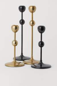 Support de bougie de table en métal noir mat industriel, alternative au chandelier, avec boule ouverte, finition dorée, pour bougies chauffe-plat - Product Image 2