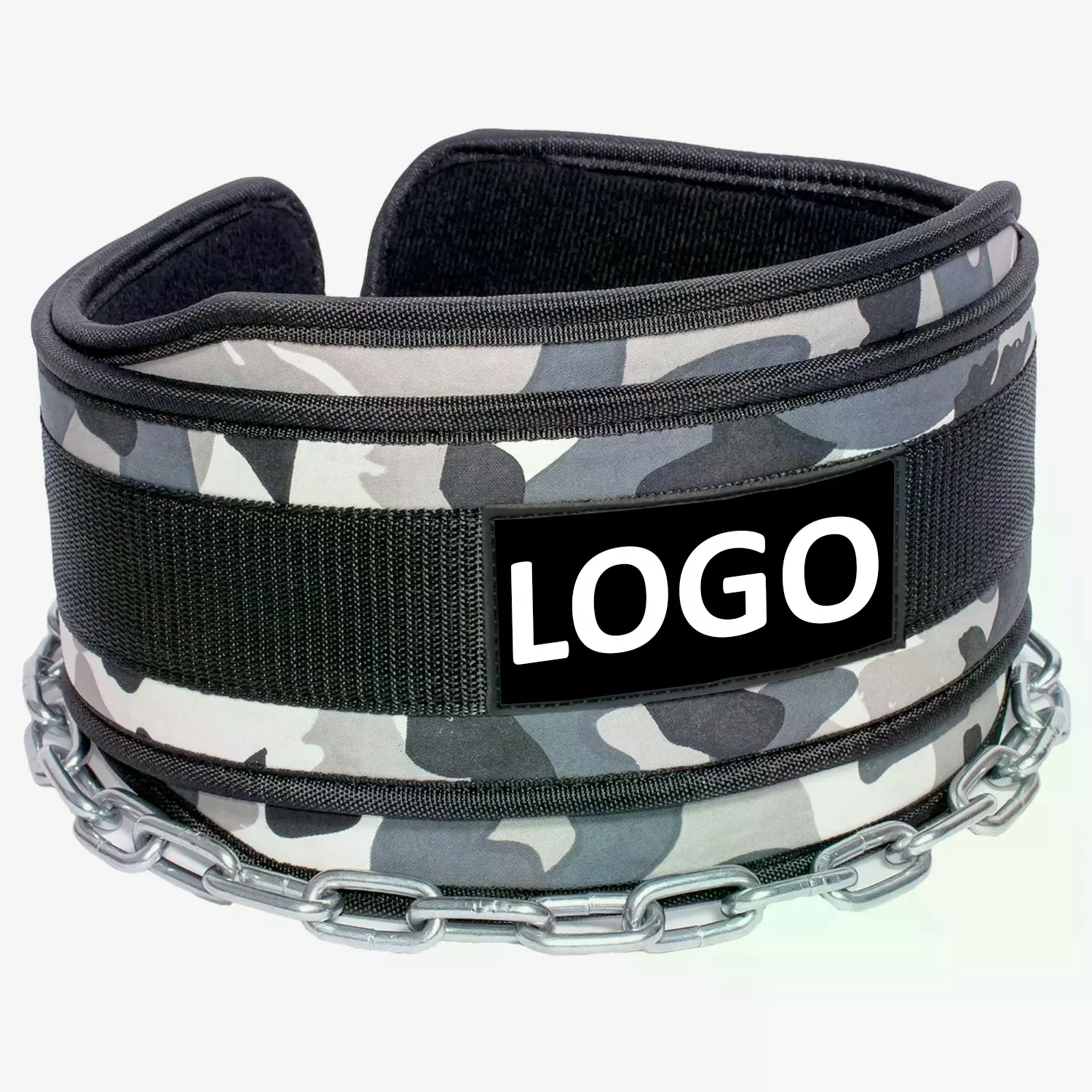 Sabuk Camo Dip abu-abu Neoprene kualitas tinggi sabuk celup kebugaran tugas berat nyaman angkat beban dengan Logo khusus