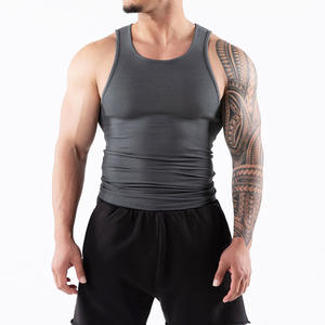 เสื้อแขนกุดโพลีเอสเตอร์แขนกุดเสื้อกล้ามสำหรับผู้ชายเสื้อออกกำลังกายยิมออกแบบได้เอง - Product Image 3