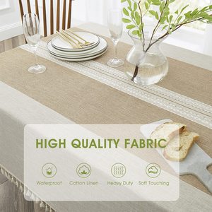 Nappe brodée pour table à manger, Nappes rectangulaires en coton lin résistantes à la poussière et à la saleté, OEM - Product Image 4