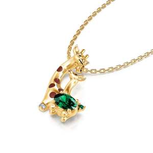 Jeulia Sweet Scene Mom and Baby <b>Giraffe</b> Sterling Silver Pendant <b>Necklace</b> - Product Image 3