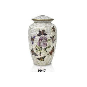 Urna para adultos de cremación floral de mariposas en rosa-Urna grande de aluminio sólido para cenizas humanas con bolsa de transporte de terciopelo gratis - Product Image 1