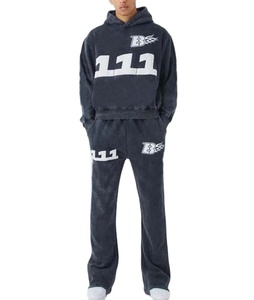 ชุดวอร์มผ้าฟลีซสำหรับผู้ชายเสื้อมีฮู้ดฟอกสีแบบวินเทจขนาดใหญ่มีโลโก้ตามสั่งมาใหม่2025 - Product Image 4