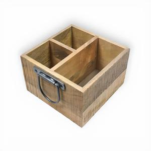 Top Sale Solid Wood Rustic Utensil Holder Dining Utensils And Napkin Holder Serving Caddy For Kitchen with 3 compartment - Product Image 6