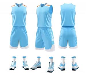 Hot Sale Customized Basketball Uniforms Breathable <b>Blue</b> Black Polyester Sportswear Sizes XS to 5XL Sublimation Printed - Product Image 1