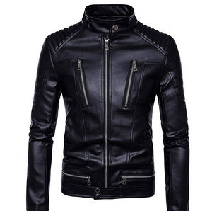Chaqueta de cuero directa de fábrica 2025 para hombre, abrigo de invierno impermeable de talla grande con cremallera y logotipo personalizado de alta calidad - Product Image 3
