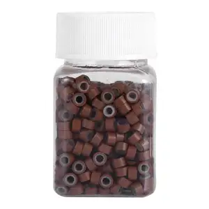 500 Pcs Silicone Micro Link Rings 5mm Lined Beads For Hair Extensions Tool Light Brown For Hair Extension