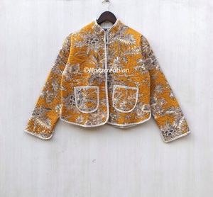 Vestes matelassées indiennes faites à la main en coton, style bohème floral, veste d'automne et d'hiver, streetwear, veste matelassée réversible bohème - Product Image 1
